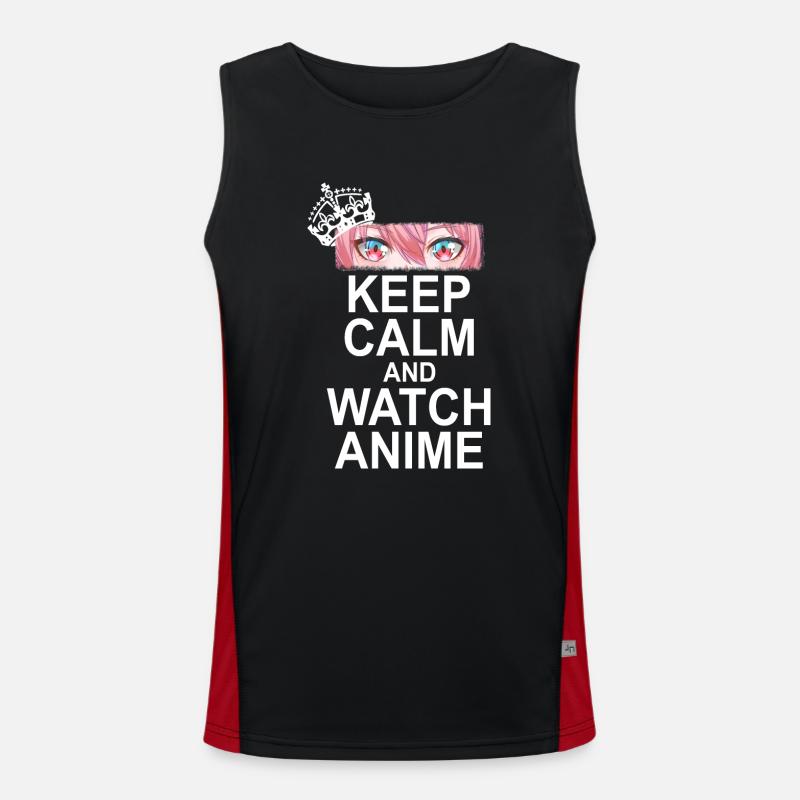 Keep Calm And Watch Anime Funktionelles Kontrast-Tank Top für Männer 
