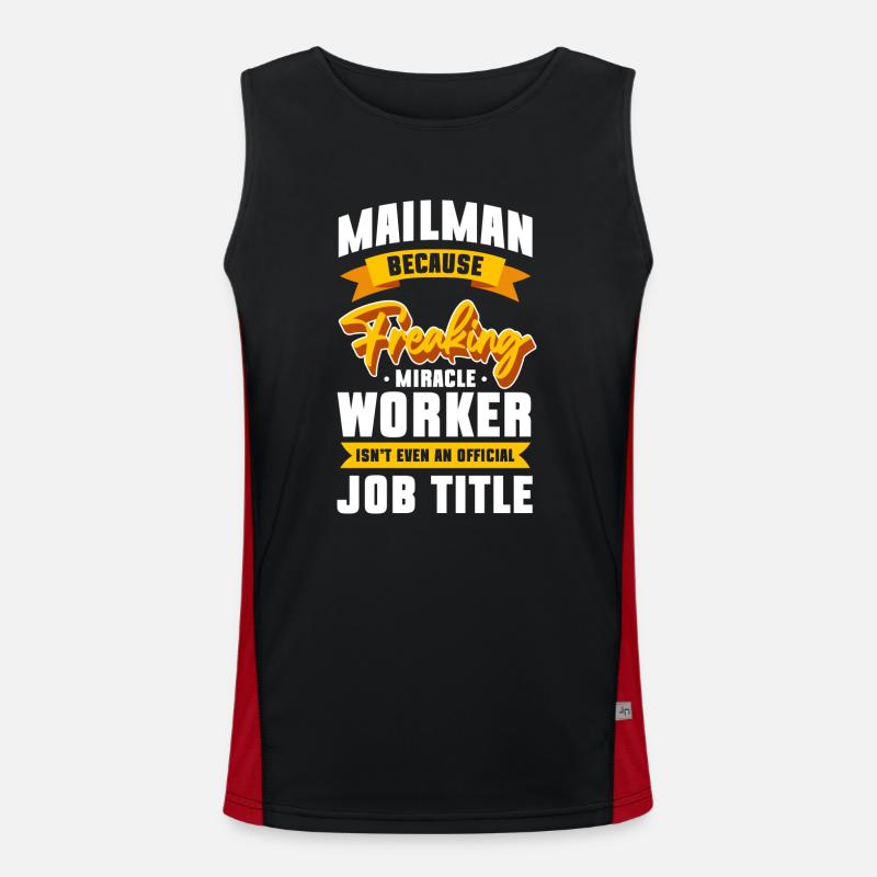 Postman Package Work - Men's Functional Contrast Tank Top  - black/red