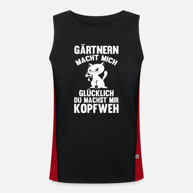 Gartenarbeit Garten Gärtner Katze Hobbygärtner Funktionelles Kontrast-Tank Top für Männer 