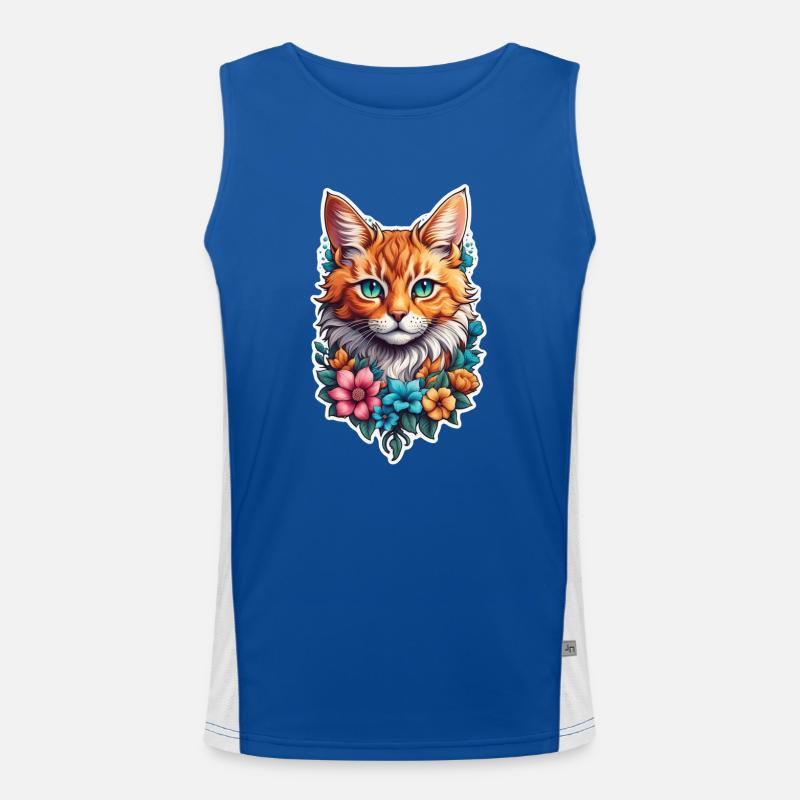 chat et fleur aquarelle Débardeur respirant contrasté Homme 