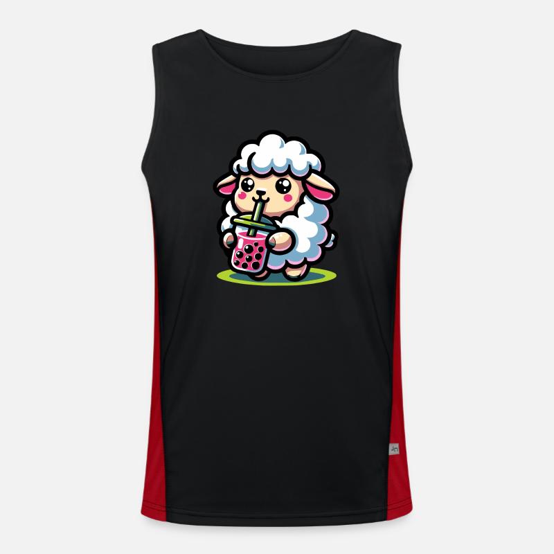 Bubble Tea Sheep Boba Tea Kawaii Geschenk Funktionelles Kontrast-Tank Top für Männer 