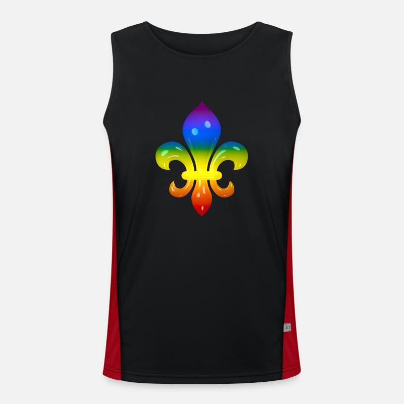 Fleur de Lys aux couleurs de l’arc-en-ciel Débardeur respirant contrasté Homme 