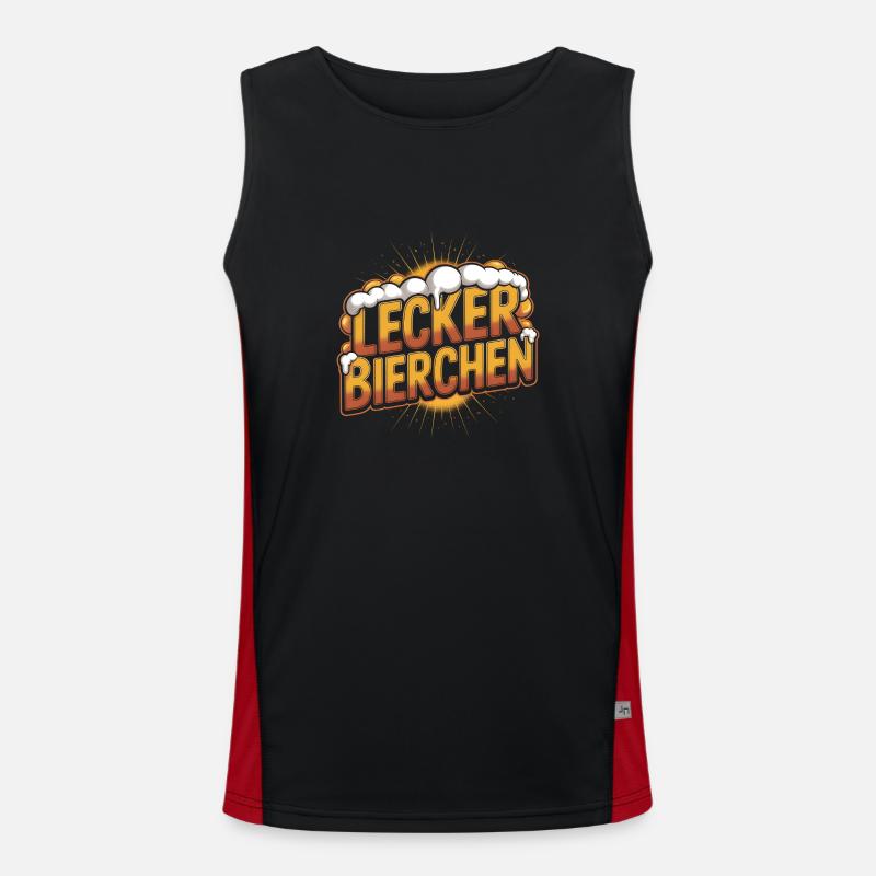 Lecker Bierchen - Funny German Memes - Men's Functional Contrast Tank Top  - black/red