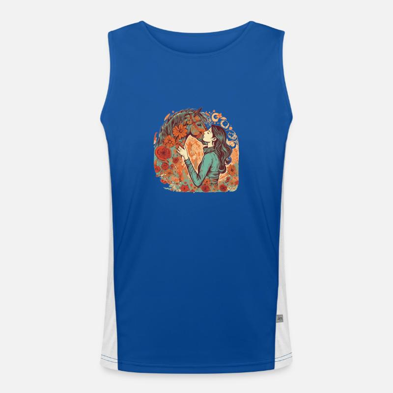 Wunderschönes Boho Pferdemotiv mit Frau/Mädchen Funktionelles Kontrast-Tank Top für Männer 