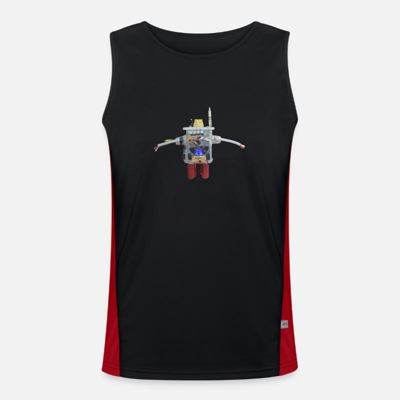 Small self-made robot from recycled materials Men's Functional Contrast Tank Top 