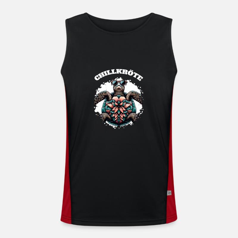 Chill Toad Turtle - Men's Functional Contrast Tank Top  - black/red