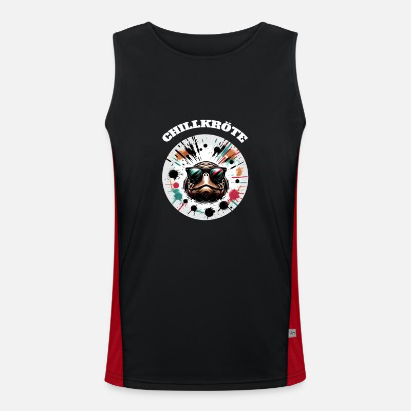 Chill Toad Turtle - Men's Functional Contrast Tank Top  - black/red