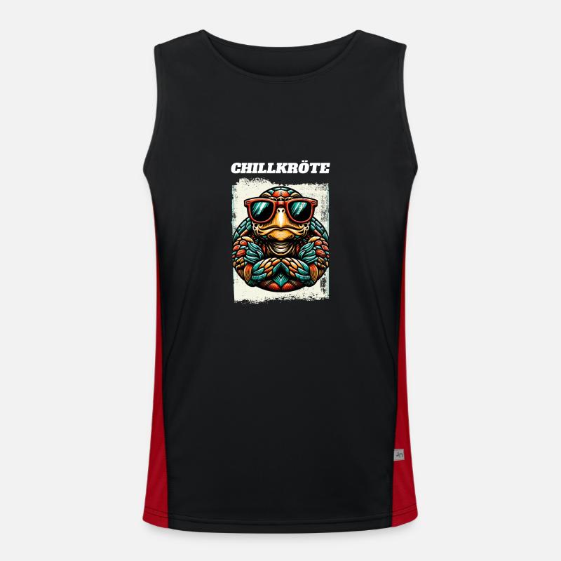 Chill Toad Turtle - Men's Functional Contrast Tank Top  - black/red