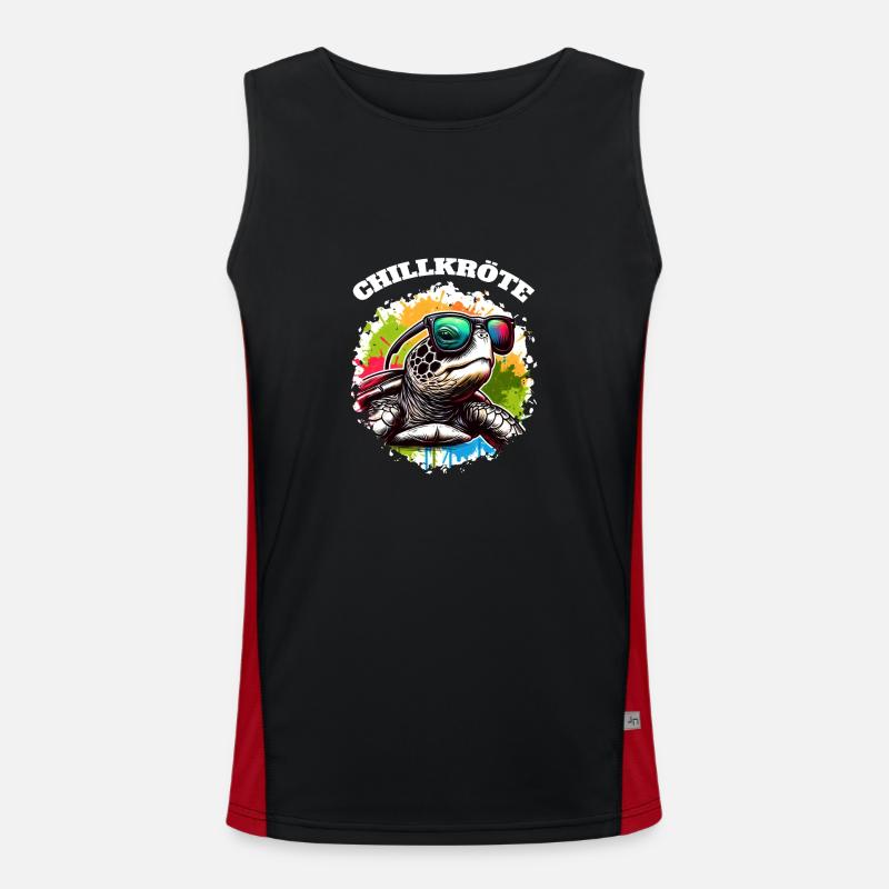 Chill Toad Turtle - Men's Functional Contrast Tank Top  - black/red