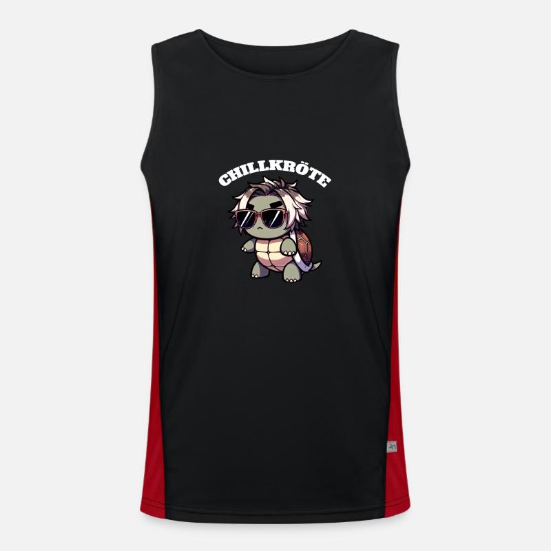 Chill Toad Turtle - Men's Functional Contrast Tank Top  - black/red