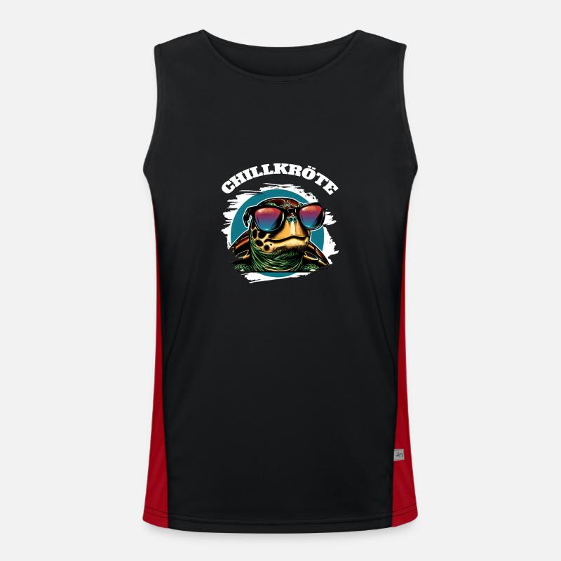 Chill Toad Turtle - Men's Functional Contrast Tank Top  - black/red