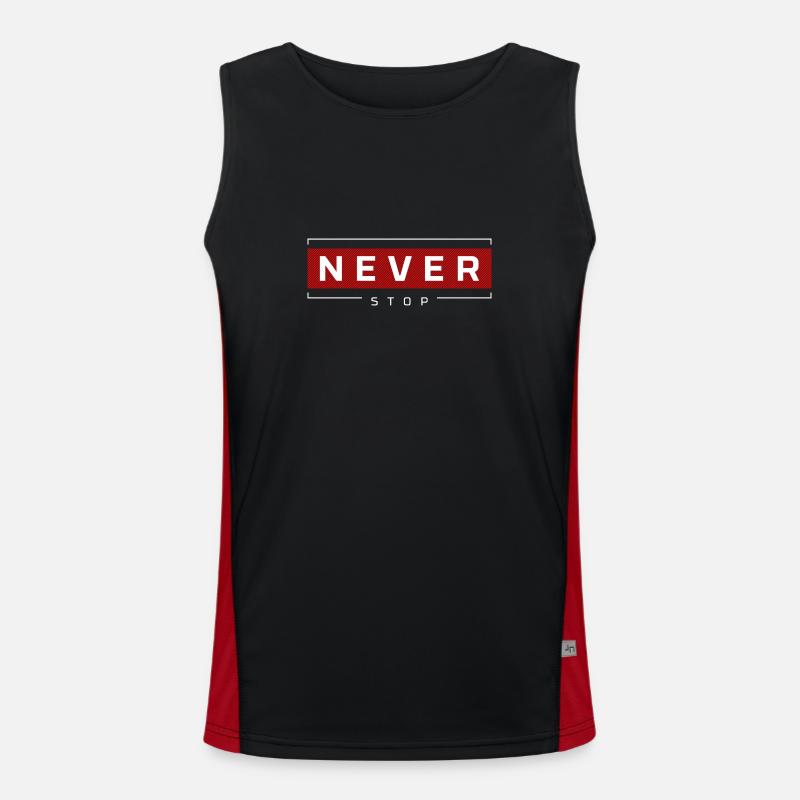 "Never Stop" Motivation, Geschenk, Geschenkidee Funktionelles Kontrast-Tank Top für Männer 