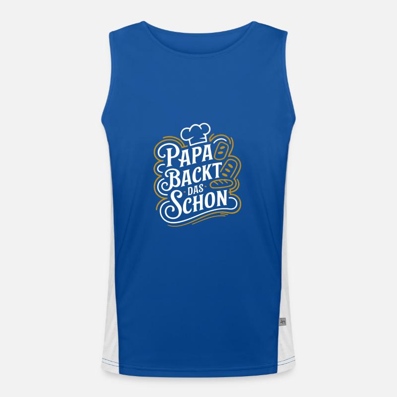 Papa backt das schon - unser backender Papa Funktionelles Kontrast-Tank Top für Männer 