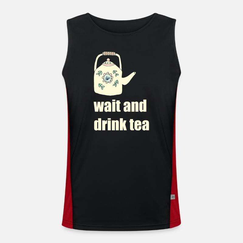 wait and drink tea - Men's Functional Contrast Tank Top  - black/red