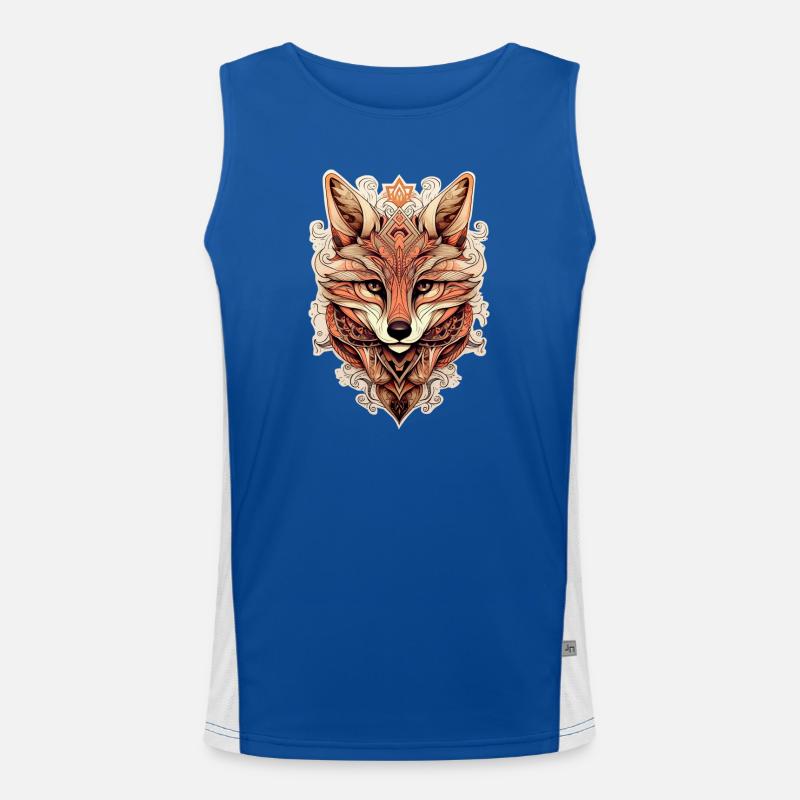 Fuchs Ornamenteler Stil - Boho Funktionelles Kontrast-Tank Top für Männer 