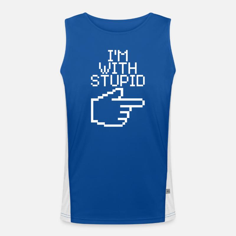 I'm With Stupid – Lustiger IT Spruch Funktionelles Kontrast-Tank Top für Männer 