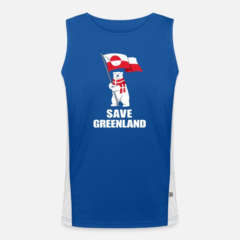 Polar Bear Flag Save Greenland Men's Functional Contrast Tank Top 
