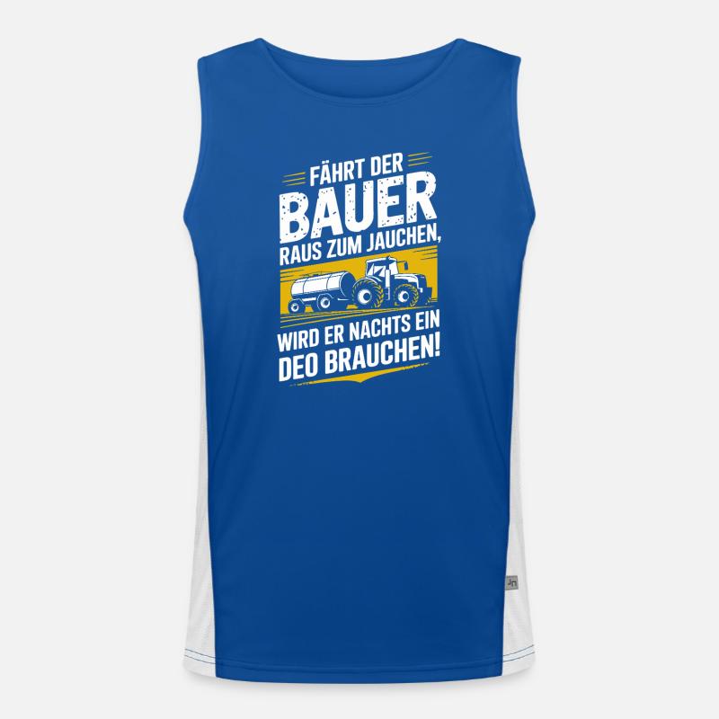  Fährt Der Bauer Raus Zum Jauchen Wird Er Nachts Funktionelles Kontrast-Tank Top für Männer 