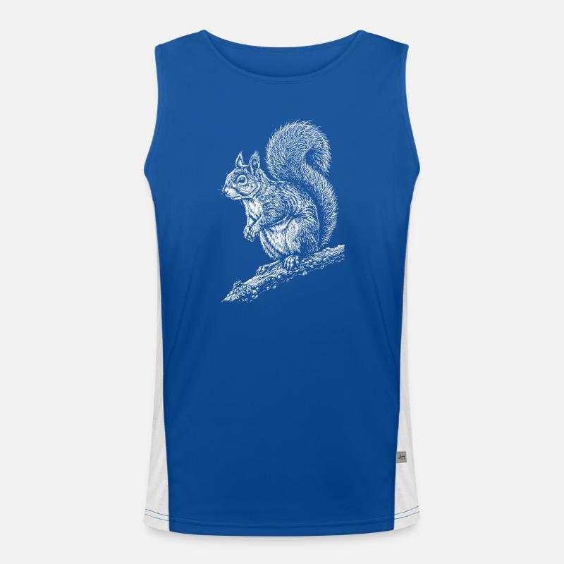 Eichhörnchen-Silhouette auf dem Ast Funktionelles Kontrast-Tank Top für Männer 