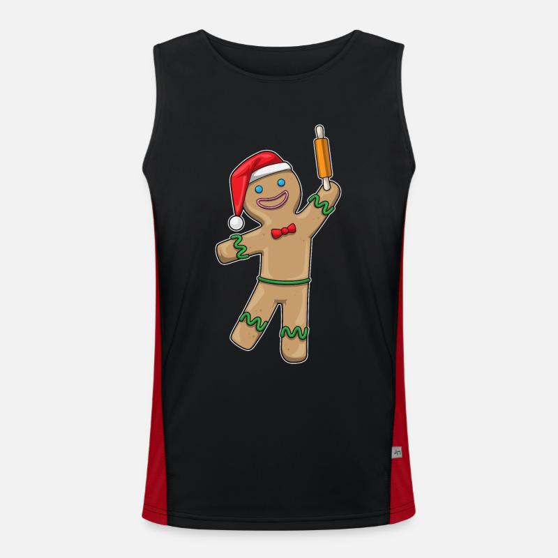 Gingerbread Man Christmas Baker - Men's Functional Contrast Tank Top  - black/red