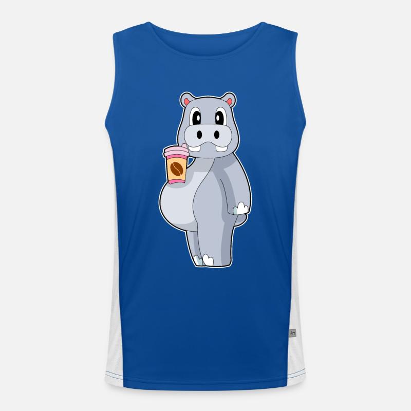 Nilpferd Coffee to go Funktionelles Kontrast-Tank Top für Männer 