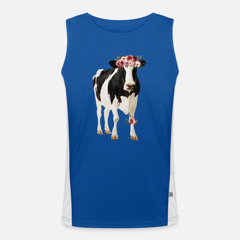 Vache Holstein avec des fleurs Débardeur respirant contrasté Homme 