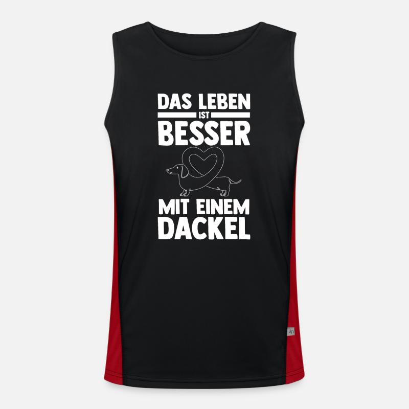 Hund Dackel Funktionelles Kontrast-Tank Top für Männer 