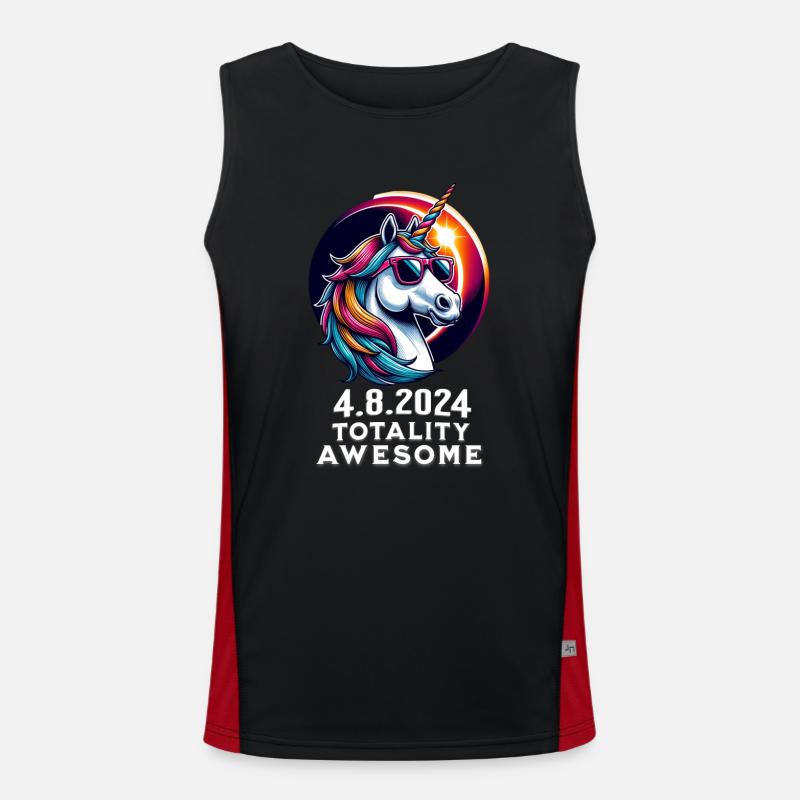 Unicorn in Sunglasses Solar Eclipse 2024 Men's Functional Contrast Tank Top 