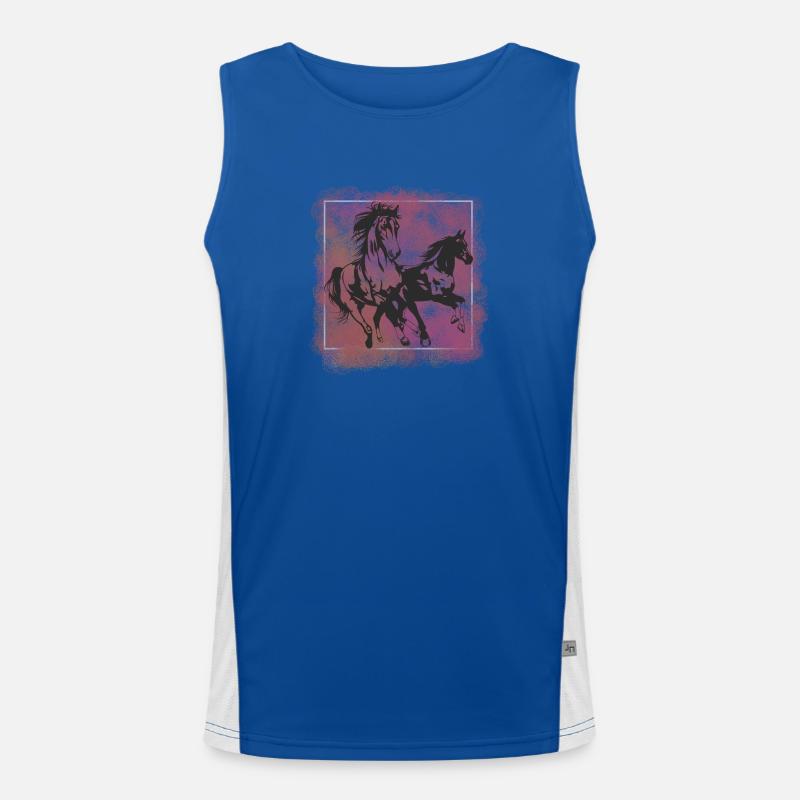 Wildpferde Funktionelles Kontrast-Tank Top für Männer 