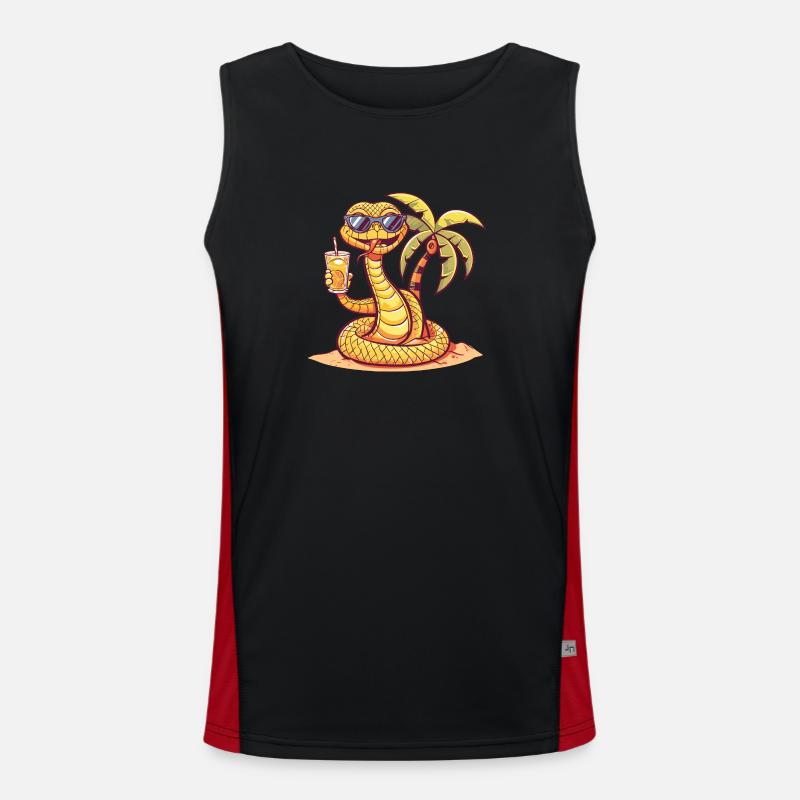 Serpent Cobra Plage d’été Bande dessinée Débardeur respirant contrasté Homme 