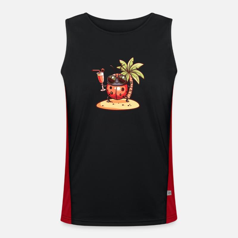 Marienkäfer Sommer Strand Comic Funktionelles Kontrast-Tank Top für Männer 