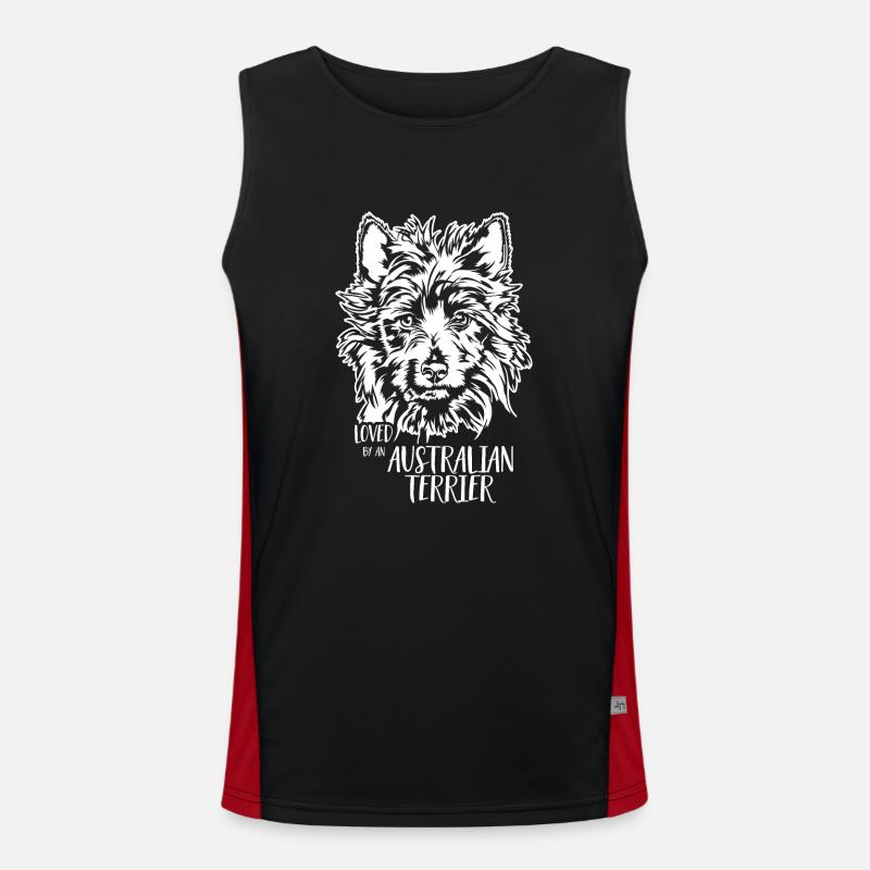 Loved by AUSTRALIAN TERRIER Hundespruch Wilsigns Funktionelles Kontrast-Tank Top für Männer 