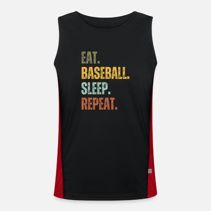 EAT BASEBALL SLEEP REPEAT Funktionelles Kontrast-Tank Top für Männer 