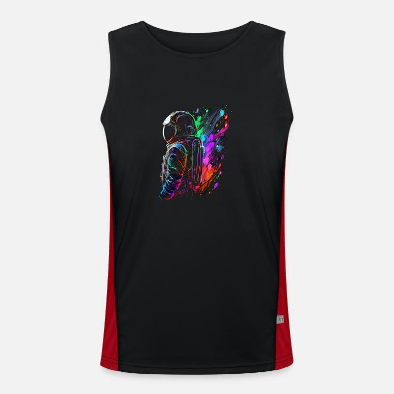 Outer Space Splash Art Colorful Fun Spaceman Men's Functional Contrast Tank Top 