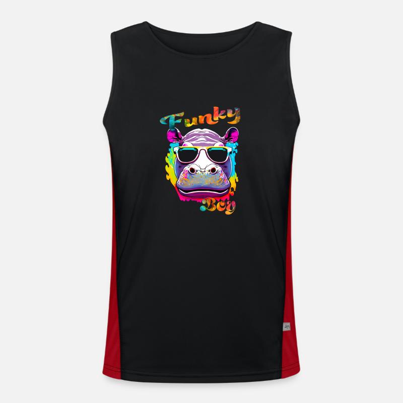 Funky Junge Nilpferd Funktionelles Kontrast-Tank Top für Männer 