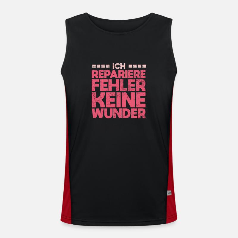 Ich Repariere Fehler, Keine Wunder Funktionelles Kontrast-Tank Top für Männer 
