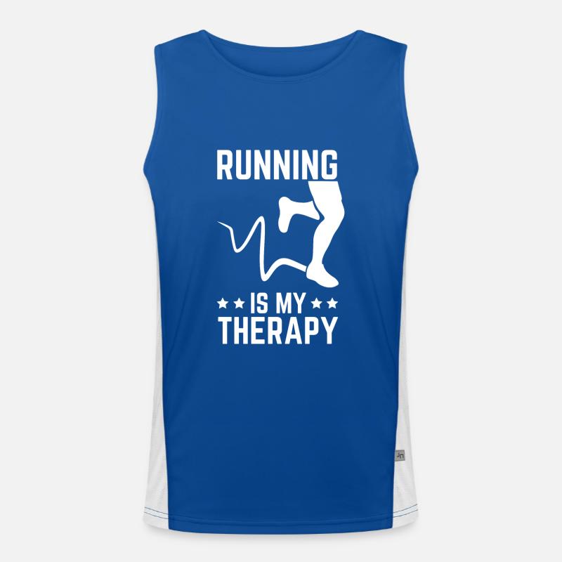 Running Is My Therapy Funktionelles Kontrast-Tank Top für Männer 