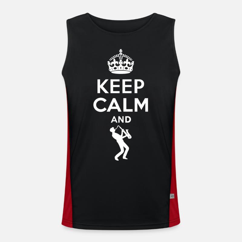 Keep calm - saxophone playing 2 - Men's Functional Contrast Tank Top - black/red