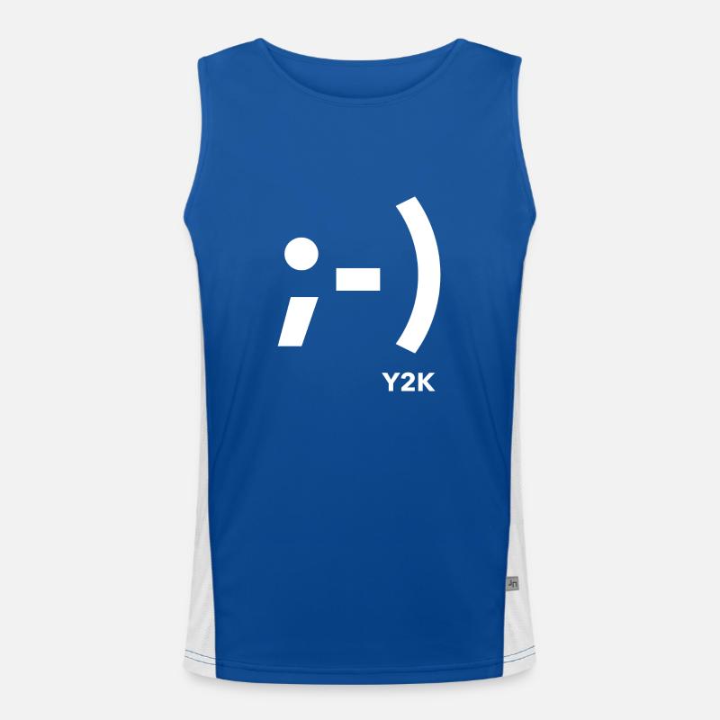 Y2K blanc clignotant sourire Débardeur respirant contrasté Homme 
