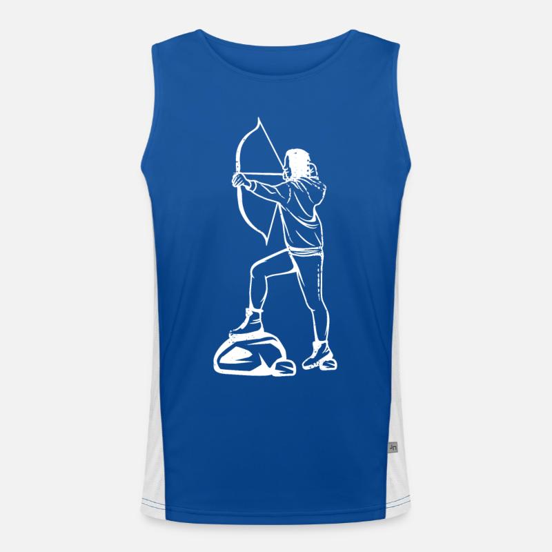 Bogenschießen Mädchen Zeichnung Funktionelles Kontrast-Tank Top für Männer 