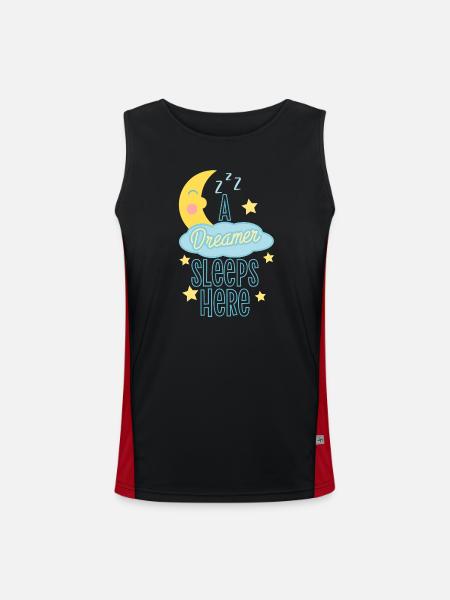 Schlafender Träumer Astronaut Design - Funktionelles Kontrast-Tank Top für Männer - Schwarz/Rot