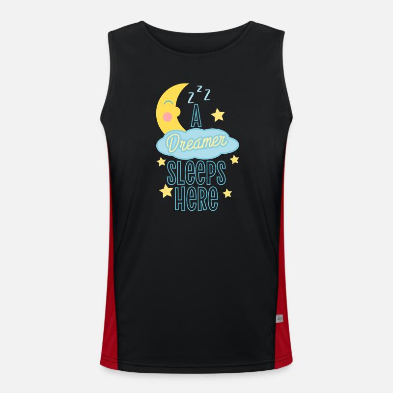Sleeping Dreamer Astronaut Design - Men's Functional Contrast Tank Top  - black/red