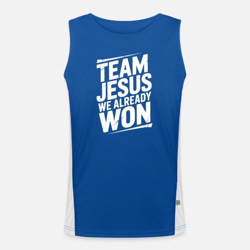 Team Jesus We Already Won Men's Functional Contrast Tank Top 