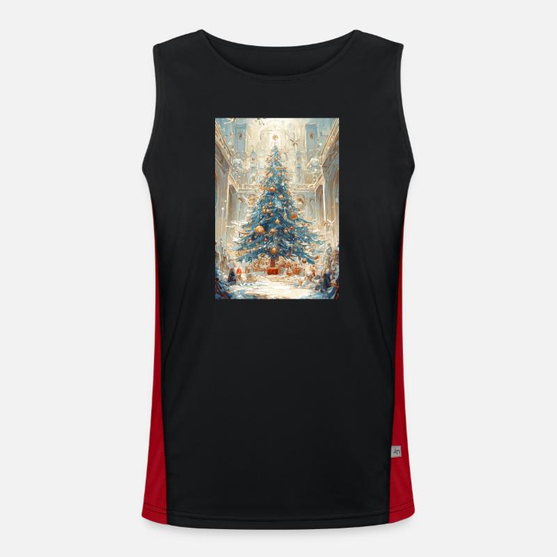 Aurora Blue Weihnachtskathedrale Funktionelles Kontrast-Tank Top für Männer 