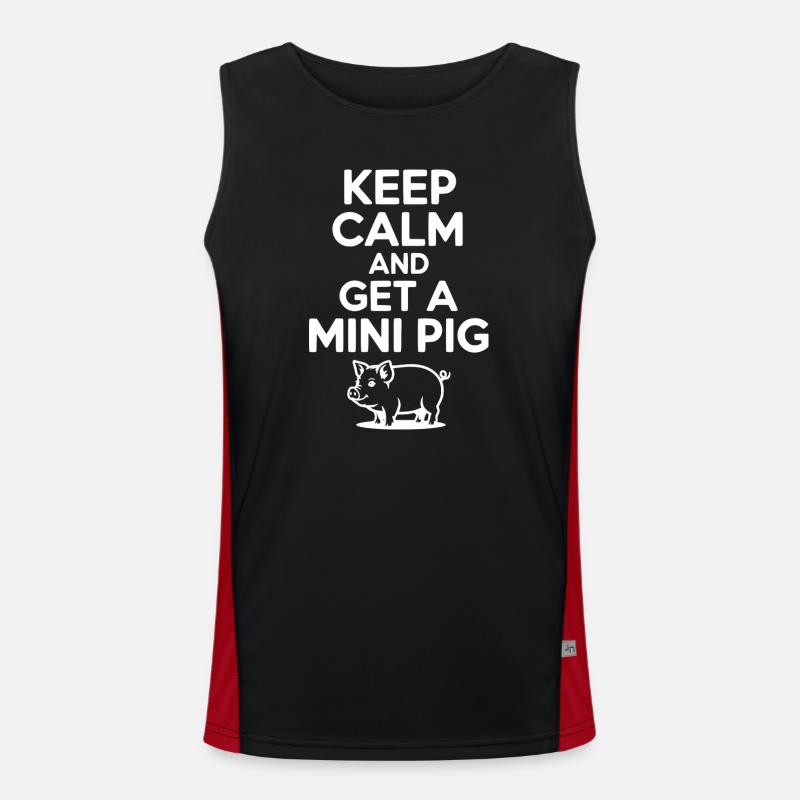 Keep Calm and a Pig - Men's Functional Contrast Tank Top  - black/red