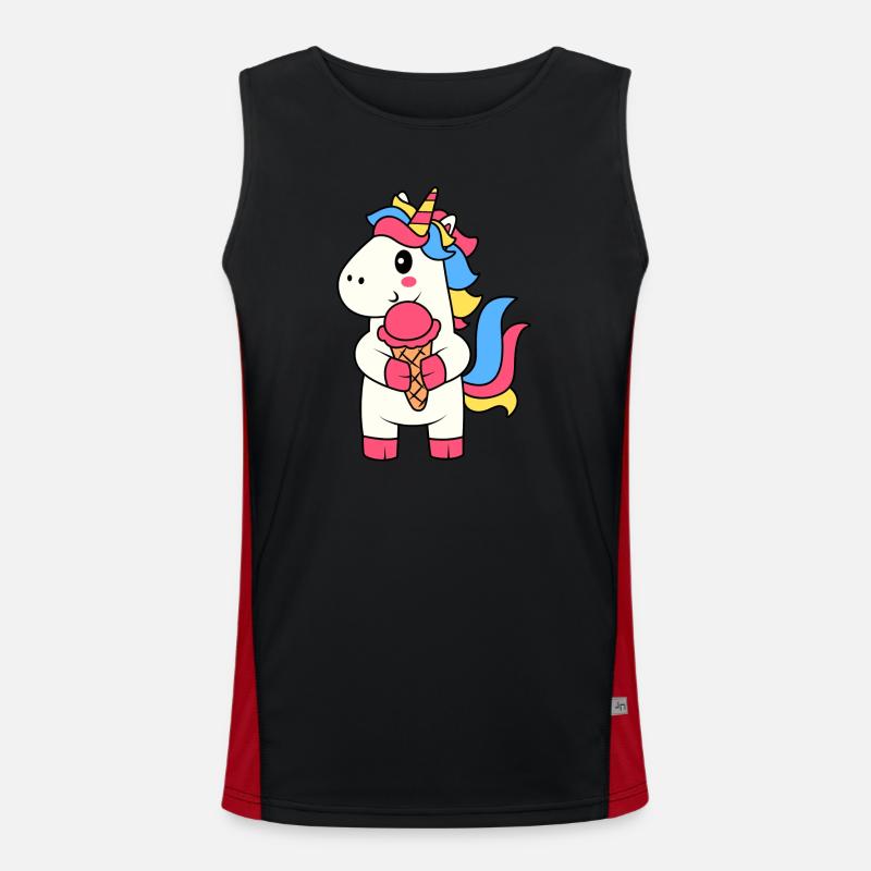 EINHORN EINHÖRNER REGENBOGEN EIS EISKUGEL MOTIV Funktionelles Kontrast-Tank Top für Männer 