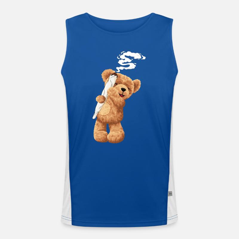 Bär Kiffen Hanf Geschenk Funktionelles Kontrast-Tank Top für Männer 