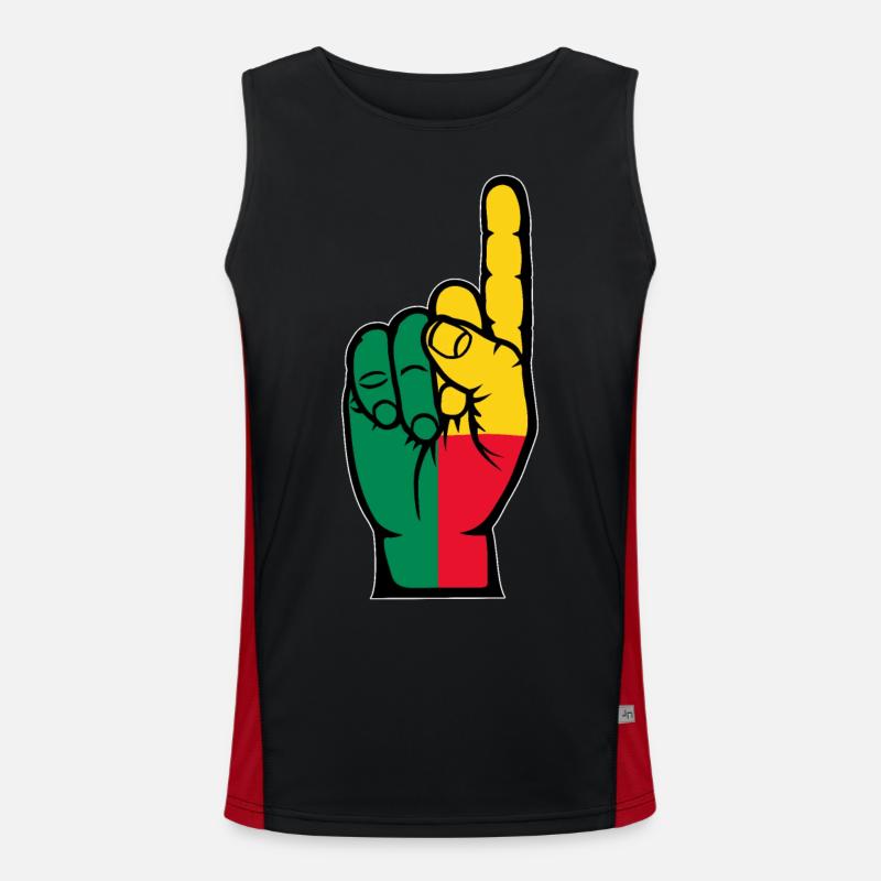 Benin Flagge Nummer 1 Funktionelles Kontrast-Tank Top für Männer 
