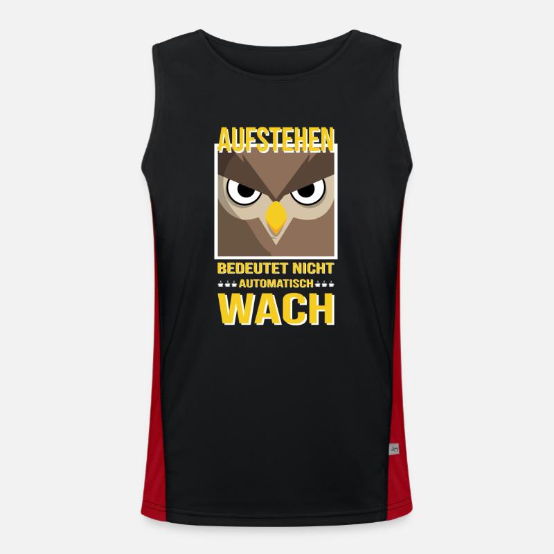 Morgenmuffel Eule Morgen Aufstehen Geschenk Idee Funktionelles Kontrast-Tank Top für Männer 