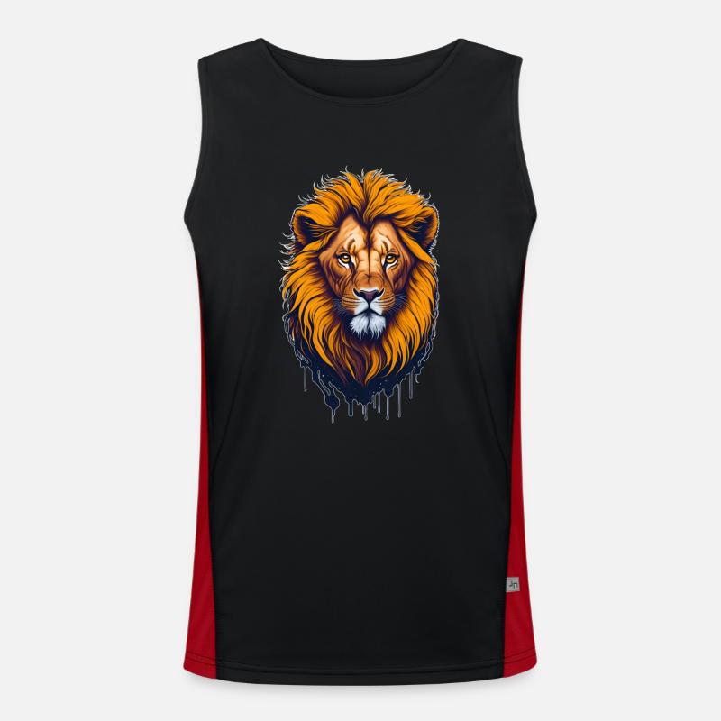 Löwe I Raubkatze der Savanne Afrikas I Geschenk Funktionelles Kontrast-Tank Top für Männer 